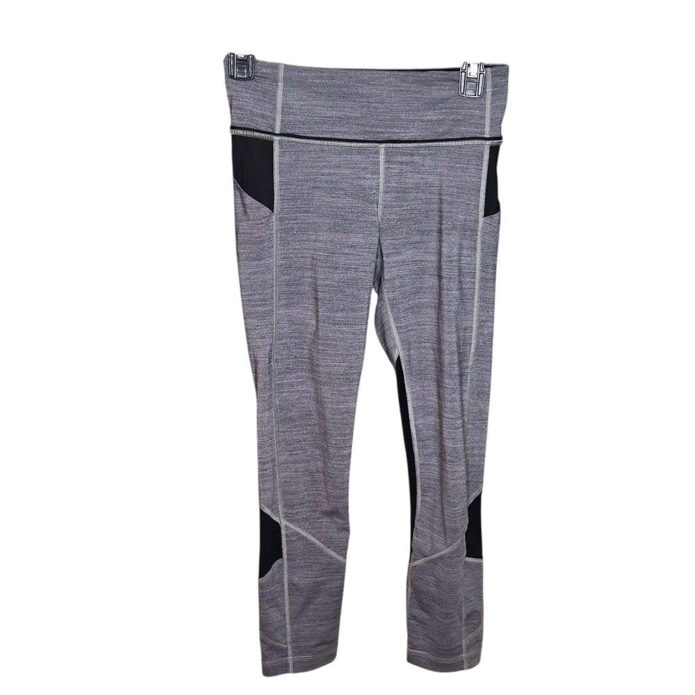 Lululemon Athletica Womens Gray Black Athletic Crop Leggings Size 4
